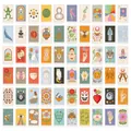60 pieces colorful tarot style affirmation cards with animals and celestial patterns - 60Pcs/Pack