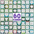 Set of 60 unique positive affirmation and mindfulness cards with colorful nature designs - Multiple Affirmation Cards