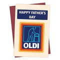 Carte de fête des pères humoristique avec logo Oldi style Aldi et enveloppe rouge - Design Vieil Homme Drôle (QT1046-1)