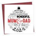 Lustige Weihnachtskarte 2024 für Mama & Papa mit dunkelrotem Umschlag und Festdesign - Segen Für Eltern Stil (QT1030-1)
