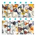 12 sheets of bowknot pattern scrapbook paper with vintage watercolor artistic designs - Watercolor Bow Tie Style (QT1265-1)