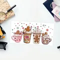 Autocollants UV Noël pour verres 16oz avec bonhomme de pain d'épices et motifs festifs - Style Bonhomme de Pain d'Épice et Boissons Chaudes (QT1053-3)