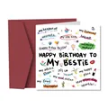Biglietto di auguri per amiche con illustrazioni colorate e busta color bordeaux - Compleanno Migliore Amica (QT1051-1)
