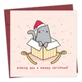 Biglietto di Natale con gatto dei cartoni animati in confezione regalo e busta rossa - Stile Gatto in Scatola Regalo (QT1030-5)