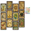 Set of 12 vintage zodiac collage cards with retro artistic illustrations on white background - Zodiac Vintage Style (QT1256)