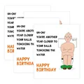 Funny bald man on toilet birthday wine labels set of 4 humorous stickers - Funny Old Man Birthday (QT955-5) / 4pcs