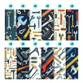 Macro view of twelve vintage hand tool pattern decorative craft papers for scrapbooking - American Tools Style (QT1265-2)