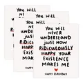 Greeting card set with black handwritten text, pink highlights and a red heart icon - Heart Sentiment (QT955-6) / 4pcs