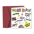 Divertente biglietto d'auguri Work Bestie con design quadrato e busta bordeaux inclusa - Migliore Amica Di Lavoro (QT1051-7)