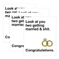 Funny wedding greeting cards set with gold rings design on premium white cardstock - Funny Wedding (QT955-8) / 4pcs