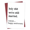 Funny anniversary greeting card with a dark red envelope and minimalist typography - Anniversary Humorous Text Style (QT1064-4)