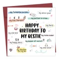 Detail of square bestie birthday card with hand-drawn doodles and red envelope - Bestie Soul Sister Style (QT1292-2)