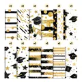 12-piece black and gold graduation scrapbook paper with glitter cap and star patterns - Graduation Material Series (QT1296)