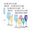 Funny wine bottle labels 4-pack featuring vibrant glasses and age-related quote - Wine Glass Quote (QT955-11) / 4pcs