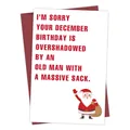 Funny December birthday card with Santa illustration and red envelope for holiday gifts - Santa Humorous Message Birthday Style (QT1064-7)