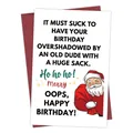Funny birthday card with red envelope featuring humorous text for Christmas time - Birthday Overshadowed Humorous Joke Style (QT1064-9)