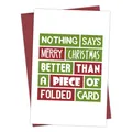 Minimalist Christmas folded card with funny typography and burgundy envelope - Folded Card Text Style(QT1029-3)