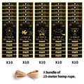 Set da 50 pezzi di etichette regalo laurea nero e oro con corda da 10m per bomboniere - 5 Stili Misti (QT1302)