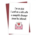 Funny greeting card with humorous online dating text and red envelope for couples - Internet Stranger Dating Humorous Style (QT1064-12)