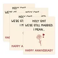 Funny anniversary wine bottle labels with black humor text and red rose heart motifs - Rose Heart Anniversary (QT955-18) / 4pcs