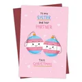 Christmas card for sister and partner with festive ornaments and red envelope - Sister & Partner Theme(QT1029-5)