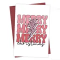 Retro Pop Weihnachtskarte mit rosa Typografie und einem Blitzmuster im Leoparden-Look - Pop-Art Blitz Karte (QT1083-7)