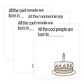 Funny wine bottle labels for birthday party with 'All the cool people' text and cake - Born In Date (QT955-21) / 4pcs