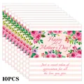 Macro shot of 10 Mother's Day candy wrappers with pink floral borders and striped design - Pink and White Striped Floral Style (QT1303-2)