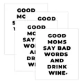 Set of 4 white adhesive wine bottle labels with black artistic font and heart icon - Mother Drinking Wine Quote Style(QT1282-4)