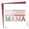 Macro detail of square Mama greeting card with red envelope and vintage Morandi colors - Square MAMA Retro Lines (QT1271-13)