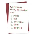 Carte de Noël drôle avec liste d'alcools et enveloppe rouge pour cadeau de vacances - Style Liste de Contrôle d'Alcool(QT1029-11)
