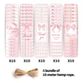 Set di 50 etichette regalo rosa con motivi floreali assortiti e 10 m di spago di juta naturale - Stile Serie Rosa (QT1331-1)
