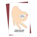 Carte de Noël humoristique Merry Christmas Sucker avec illustration et enveloppe rouge - Humour de Geste Parodique(QT1029-12)