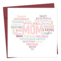 Detail of Mother's Day greeting card with heart typography and red square envelope - Square MOM Leopard Heart Word Cloud (QT1271-14)