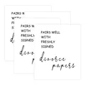 Funny wine bottle stickers with divorce papers text on white square paper cards - Divorce Papers Humor (QT955-31) / 4pcs