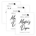 Set van 4 witte wijnflesetiketten voor Master diploma-uitreiking met zwarte tekst - Masterdiploma Gefeliciteerd Stijl (QT1311-2)