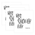 Minimalist white party thank you cards with Best Shower Ever text 4-pack set - Best Shower Ever (QT955-32) / 4pcs