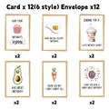 12er Set lustige Geburtstagskarten mit 6 Motiven und passenden Kraftpapier-Umschlägen - Grußkarten Und Umschläge Set (QT1383)