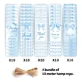 Set di 50 etichette regalo blu con 5 fantasie diverse e corda di canapa da 10 metri - Stile Serie Blu Chiaro (QT1331-3)