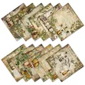 Macro detail of 12 vintage floral scrapbooking papers with botanical and cursive designs - Botanical Herb Style (QT1345-1)