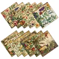 Flat lay of 12 vintage floral decorative papers with botanical prints for scrapbooking - Floral Butterfly Style (QT1345-3)