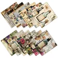 Macro detail of vintage floral scrapbooking paper with retro bottles and butterflies - Vintage Letter Newspaper Style (QT1345-4)