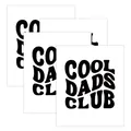 Set van 4 Cool Dads Club wijnfles stickers met retro golvende typografie ontwerp - Cool Dads Club Zwart-Wit Stijl (QT1274-1)