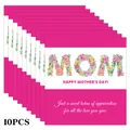 Set of 10 pink floral Happy Mother's Day candy wrapper stickers and gift labels - Rose Red MOM Floral Style (QT1303-3)