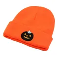 Berretto in maglia arancione di Halloween con ricamo a zucca per l'inverno - Taglia unica / Rosso Arancio