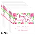 Set of 10 pink watercolor floral Mother's Day candy bar stickers for gift wrapping - Watercolor Rose and Green Leaf Style (QT1303-5)