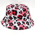 Fashionable leopard print bucket hat with pink and red patterns for sun protection - M / Pink Red Black Leopard (Style 1)