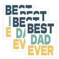 Set de 3 pegatinas para botellas Best Dad Ever con letras azules verdes y amarillas - Estilo Texto Colorido Best Dad Ever (QT1274-10)