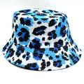 Blue and black leopard print bucket hat with wide brim for sun protection and fashion - M / Blue Black Leopard (Style 2)