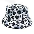 Classic leopard print bucket hat with wide brim in white and grey tones for outdoor sun protection - M / Black Grey White Leopard (Style 3)
